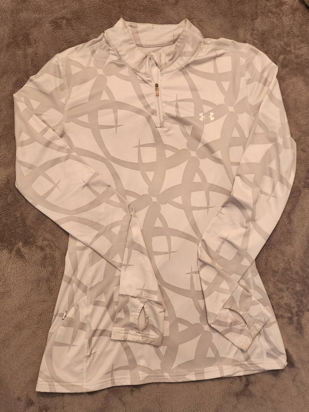 Womens UA Coldgear Fitted patterned quarter zip
